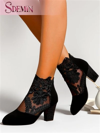 Botas de malha preta
